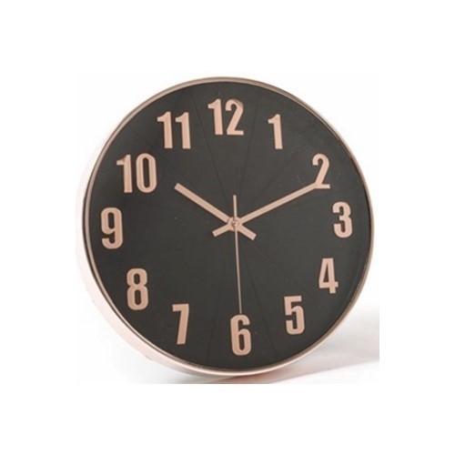 RELOJ PARED MHOME NEGRO/ROSA ORO 30CMS